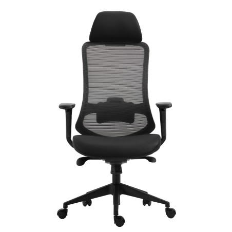 Sillón de oficina ARANJUEZ, alto, negro, ergonómico, multifunción, malla y asiento negro-0