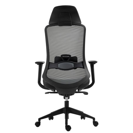 Sillón de oficina ARANJUEZ, alto, negro, ergonómico, multifunción, malla y asiento negro-2