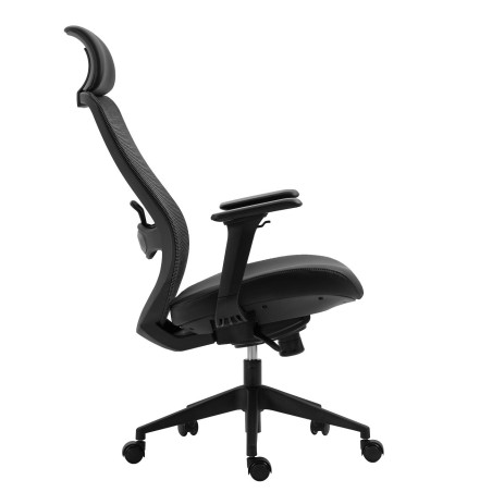 Sillón de oficina ARANJUEZ, alto, negro, ergonómico, multifunción, malla y asiento negro-3