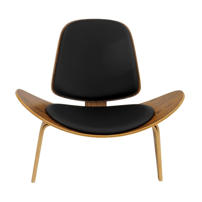 Sillón NORDIC (R), palo rosa, similpiel negra-1