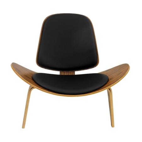 Sillón NORDIC (R), palo rosa, similpiel negra-1