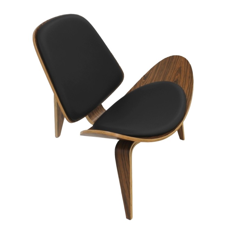 Sillón NORDIC (R), palo rosa, similpiel negra-2