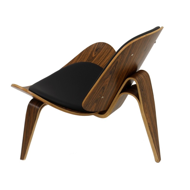 Sillón NORDIC (R), palo rosa, similpiel negra-3