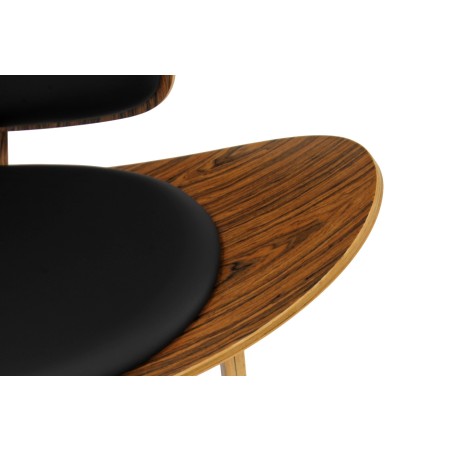 Sillón NORDIC (R), palo rosa, similpiel negra-4