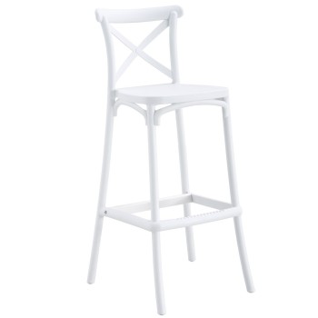 Taburete CORFÚ, tratamiento anti UV, polipropileno blanco