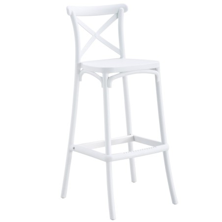Taburete CORFÚ, tratamiento anti UV, polipropileno blanco