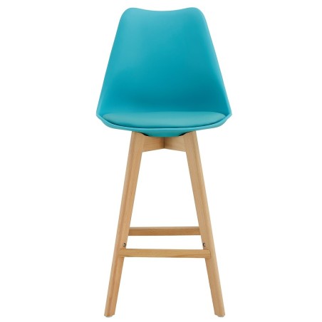 Taburete TORRE (SU), madera, turquesa, cojín turquesa-0