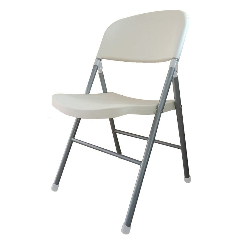 Silla BEACH, plegable, metal plata, polipropileno blanco