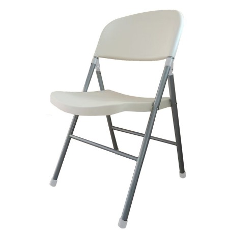 Silla BEACH, plegable, metal plata, polipropileno blanco