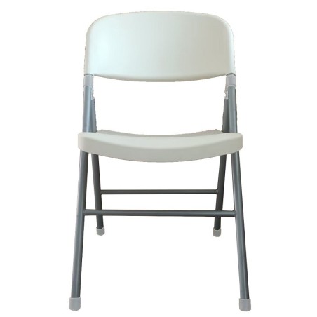 Silla BEACH, plegable, metal plata, polipropileno blanco-0