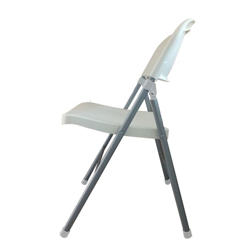 Silla BEACH, plegable, metal plata, polipropileno blanco-1