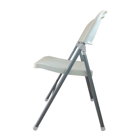 Silla BEACH, plegable, metal plata, polipropileno blanco-1
