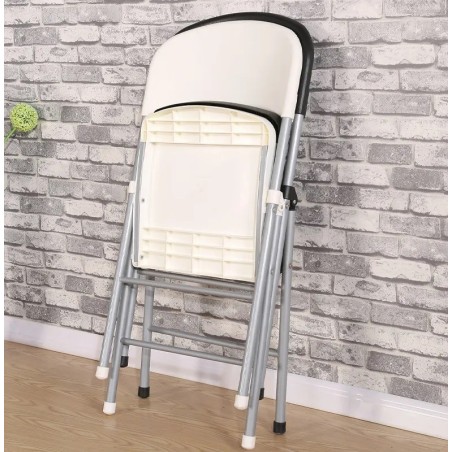 Silla BEACH, plegable, metal plata, polipropileno blanco-3