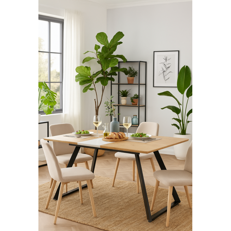 Mesa BÉRGAMO, extensible, metal, DM bilaminado,160 ~ 200x90 cms-4