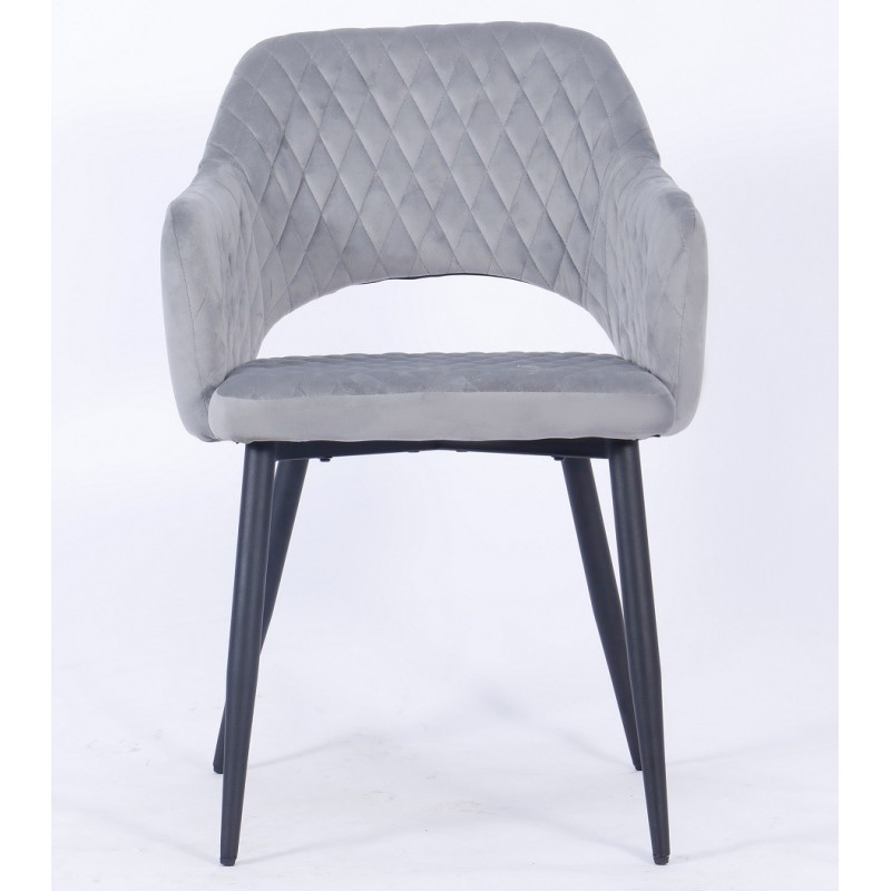 Sillón HONORIO, metal, tapizado velvet 19 gris-0