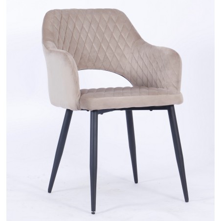 Sillón HONORIO, metal, tapizado velvet 8 marrón visón