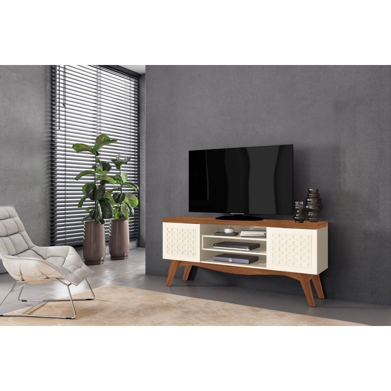Mueble TV LIZ, blanco roto y matte, 160 cms.-0
