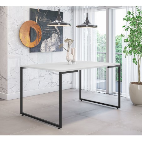 Mesa PORTO 135, metal negro, tapa MDP color blanco, 135 x 90 cms-1