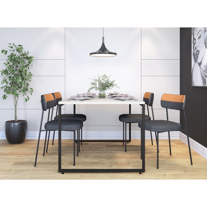 Mesa PORTO 135, metal negro, tapa MDP color blanco, 135 x 90 cms-2