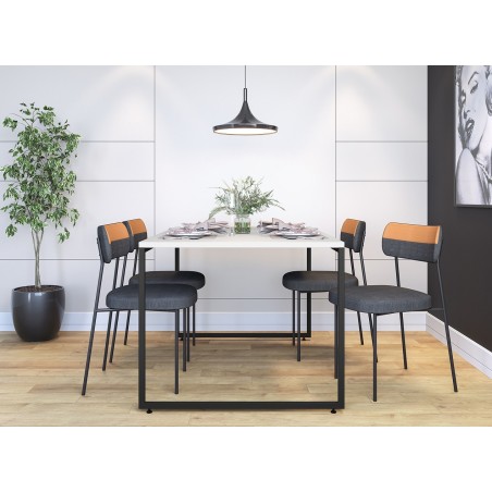 Mesa PORTO 135, metal negro, tapa MDP color blanco, 135 x 90 cms-2