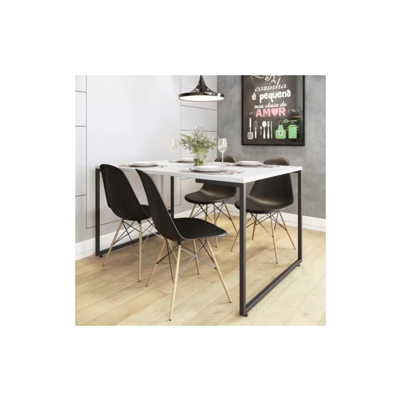 Mesa PORTO 135, metal negro, tapa MDP color blanco, 135 x 90 cms-3