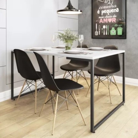 Mesa PORTO 135, metal negro, tapa MDP color blanco, 135 x 90 cms-3