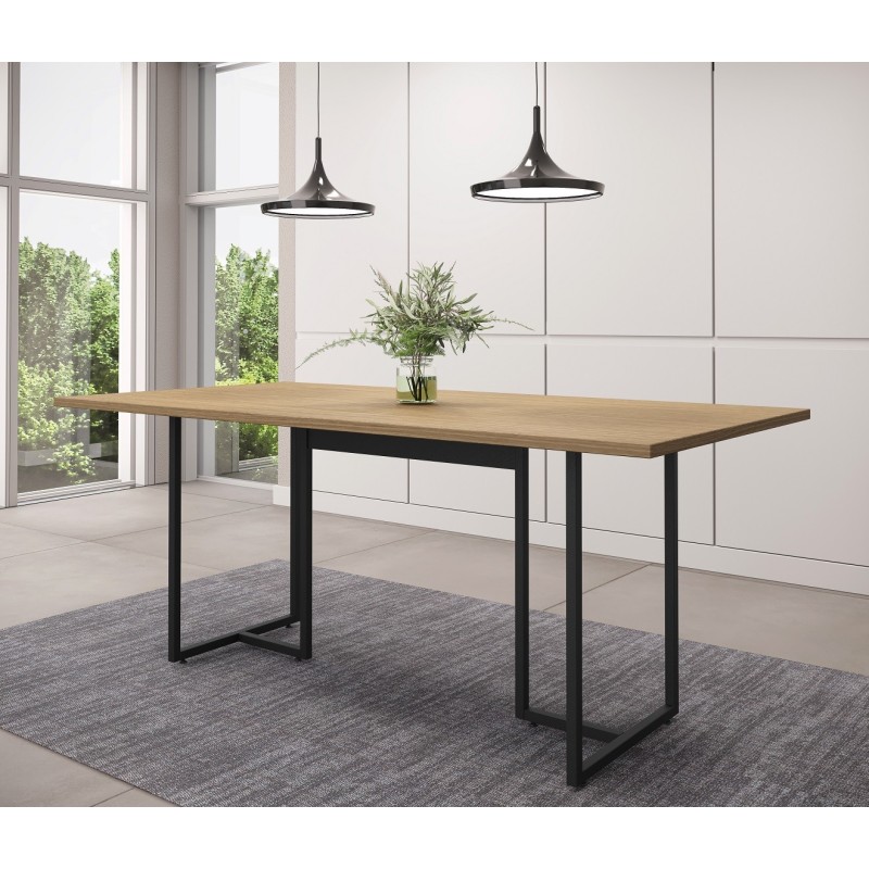 Mesa PRIME 25, metal negro, tapa MDP color avellana, 180 x 90 cms-0
