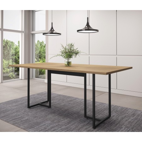 Mesa PRIME 25, metal negro, tapa MDP color avellana, 180 x 90 cms-0