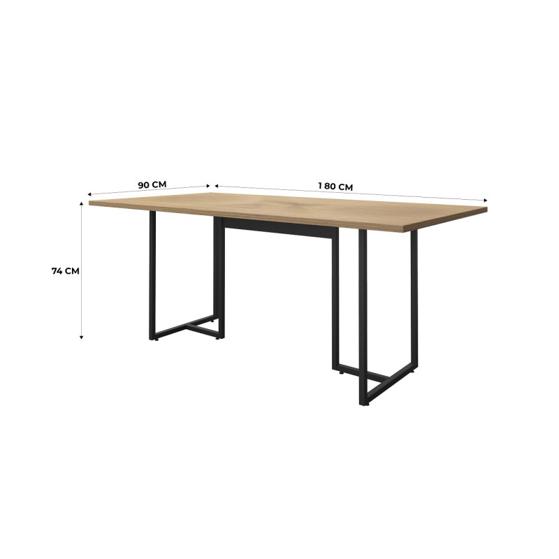 Mesa PRIME 25, metal negro, tapa MDP color avellana, 180 x 90 cms-1