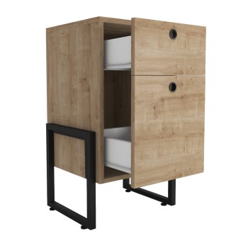 Cajonera WOLLY, multiusos, metal negro, 2 cajones, MDP miel 2