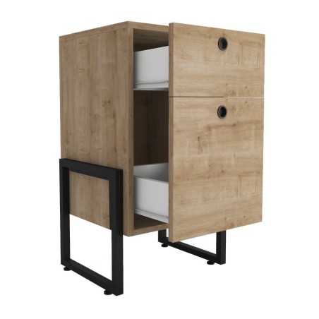 Cajonera WOLLY, multiusos, metal negro, 2 cajones, MDP miel-0
