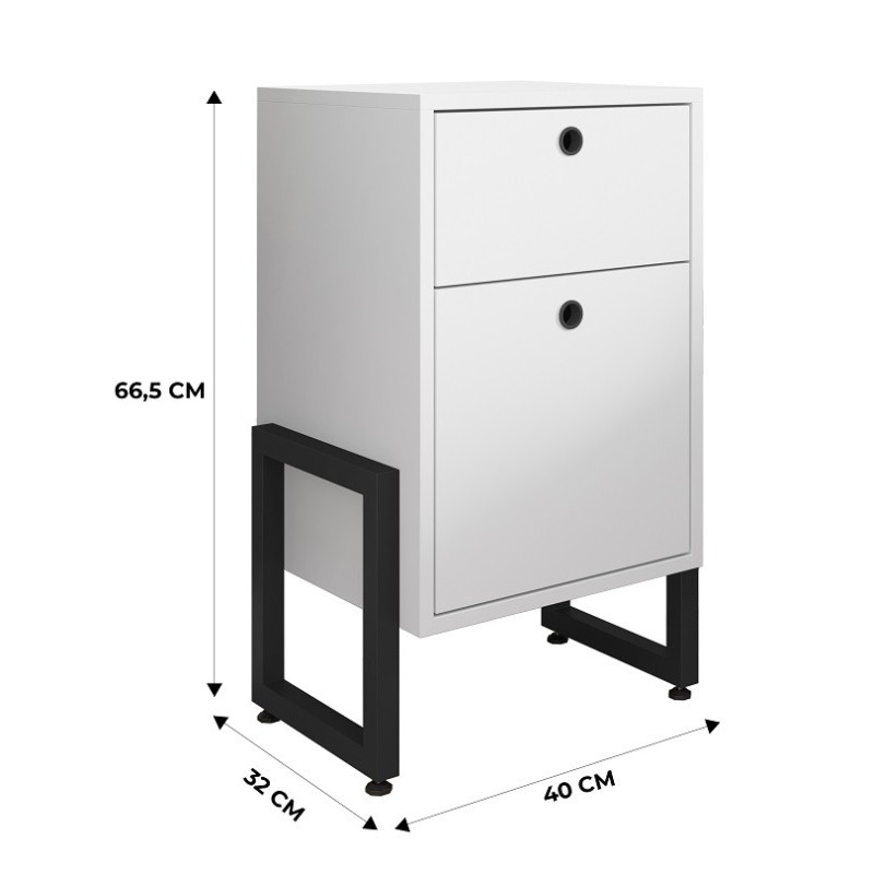 Cajonera WOLLY, multiusos, metal negro, 2 cajones, MDP blanco-0