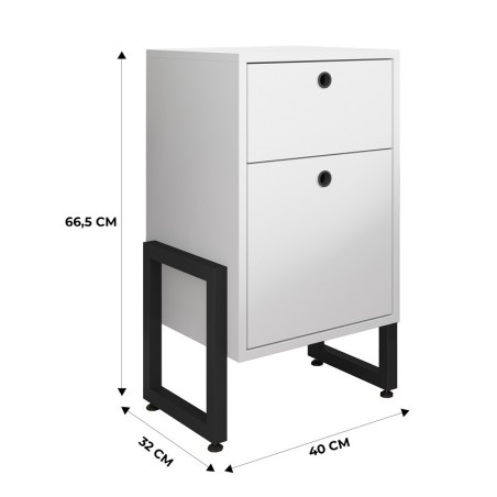 Cajonera WOLLY, multiusos, metal negro, 2 cajones, MDP blanco-0