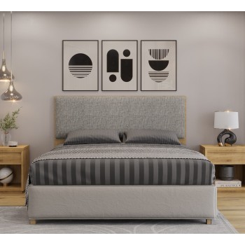Cabecero tapizado UNI 140, MDP miel, tejido panamá, 140x5x90 cms 2