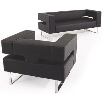 Sillón ADRIANO, similpiel negra