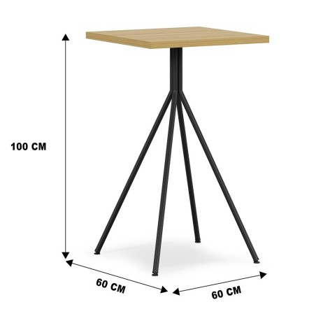 Mesa BISTRÓ, alta, metal negro, tapa de MDP color miel, 60 x 60 cms-0