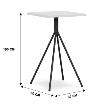 Mesa alta BISTRÓ, metal negro, tapa de MDP color blanco, 60 x 60 cms 2