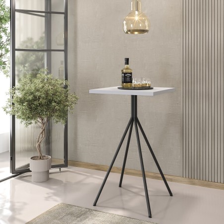 Mesa alta BISTRÓ, metal negro, tapa de MDP color blanco, 60 x 60 cms-1