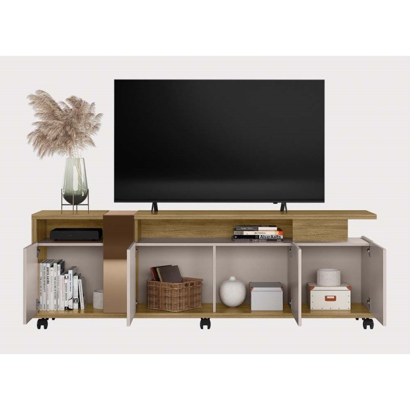 Mueble TV NEW CRISTAL, miel y cacao, 183 cms.-1