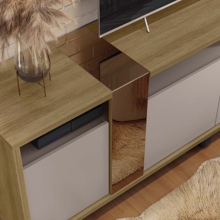 Mueble TV NEW CRISTAL, miel y cacao, 183 cms.-2