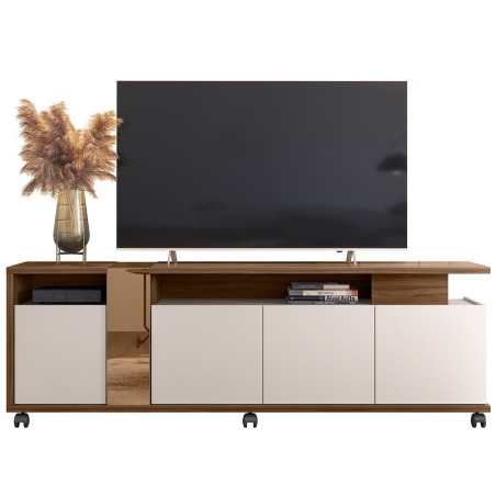 Mueble TV NEW CRISTAL, nogal y blanco roto, 183 cms.-0