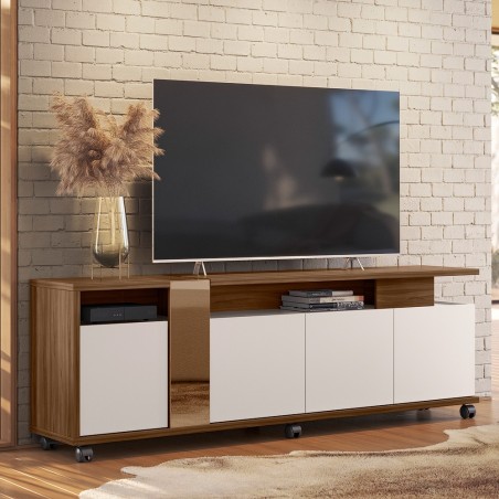 Mueble TV NEW CRISTAL, nogal y blanco roto, 183 cms.-3