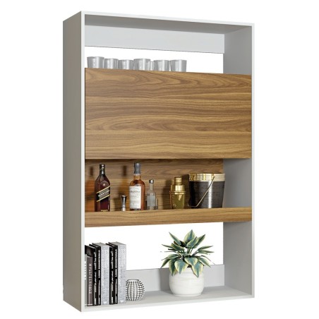 Armario SPAIN, multiusos, alto, MDP blanco y miel, 90x36x140 cms-0