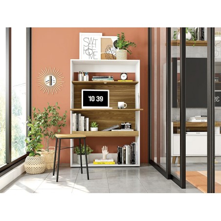 Armario SPAIN, multiusos, alto, MDP blanco y miel, 90x36x140 cms-1