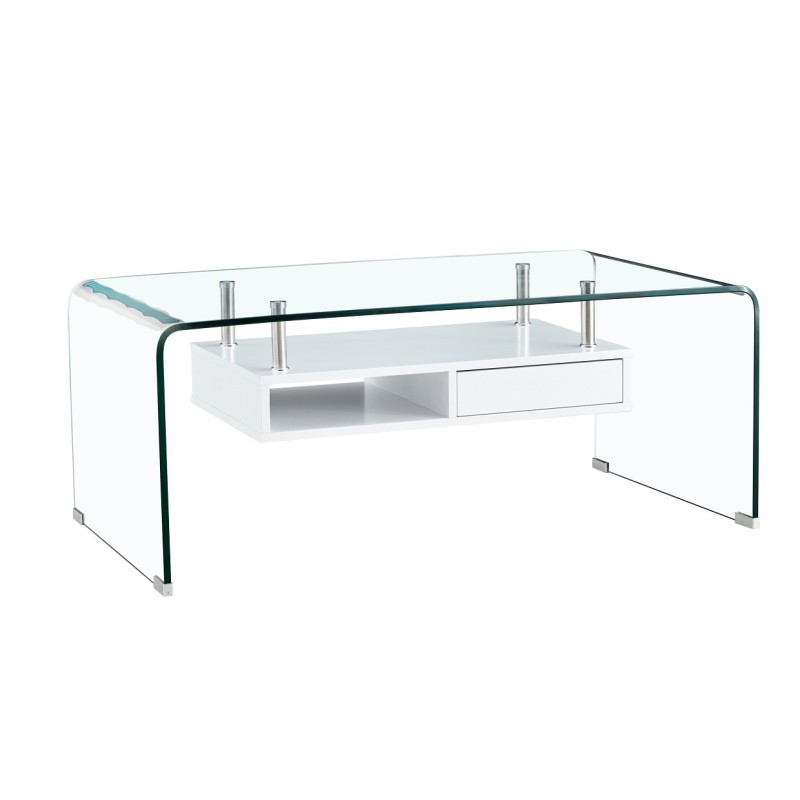 Mesa NEWARK, baja, estante blanco, cristal curvado, 110 x 60 cms-0