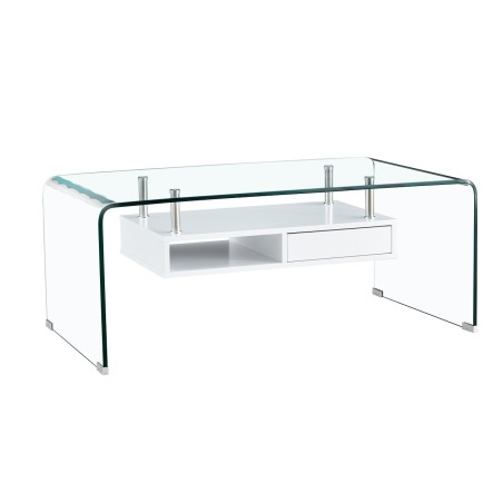 Mesa NEWARK, baja, estante blanco, cristal curvado, 110 x 60 cms-0