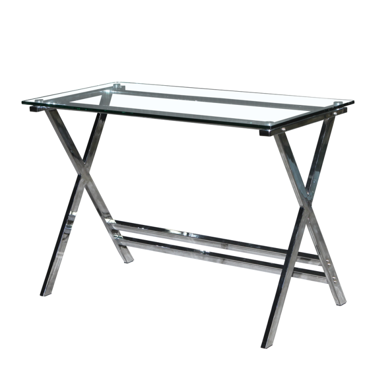 Mesa DELFOS (SU), cromada, cristal, 110 x 55 cms-0