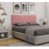 Cabecero tapizado UNI 160, MDP blanco, tejido velvet rosa, 160x5x90 cms