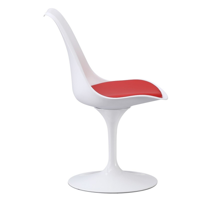 Silla TUL MT, metal, polipropileno blanco, cojín rojo-0