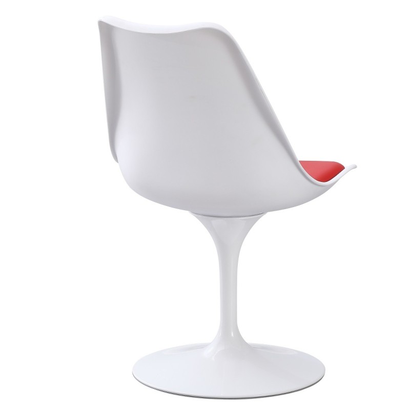 Silla TUL MT, metal, polipropileno blanco, cojín rojo-1